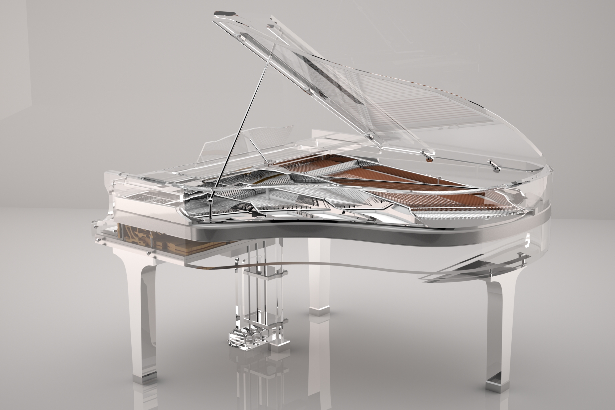 Silver and Crystal Grand Piano transparent piano design